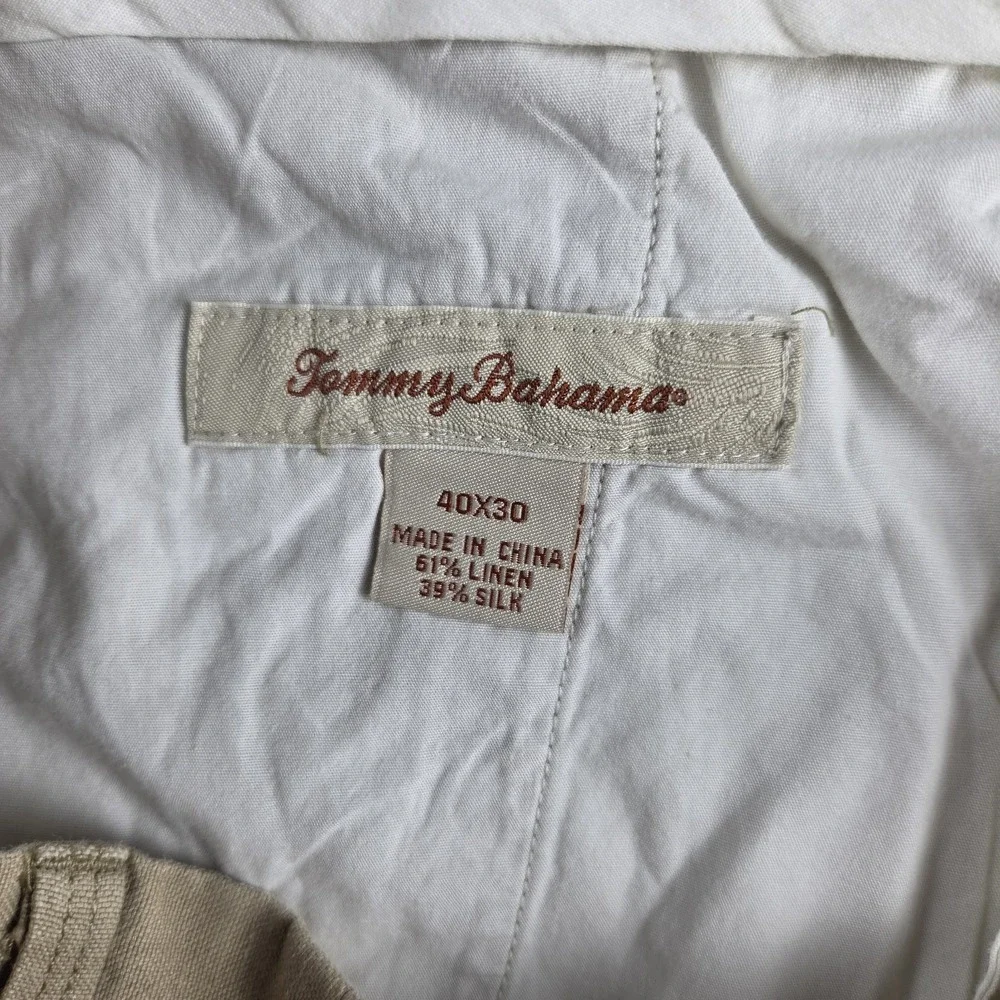 Tommy Bahama Pants Mens 40x30 Beige Straight Leg Linen Silk Khaki Chino